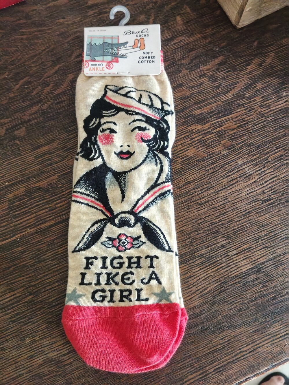 Blue Q "Fight Like A Girl" Sailor Ankle Socks